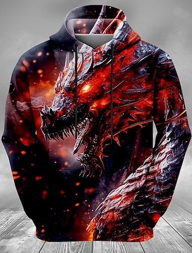  Herren Drache Kapuzenshirts Pullover Cool Party Langarm Rundhalsausschnitt Club Streetwear Schwarz Kordelzug Herbst Winter Designer S M L XL XXL XXXL