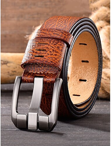 Herrengürtel aus echtem Leder mit robuster Metallschnalle – klassischer Vintage-Stil für Freizeit und formelle Kleidung