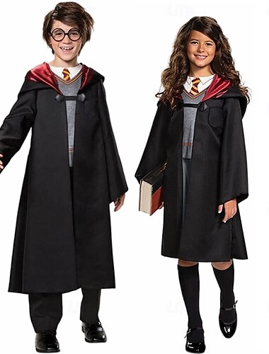  häxa Trollkarl Magiska Harry Cosplay-kostym Kläder Halloween grupp par kostymer Film-cosplay for Pojkar Flickor Barn Karnival Fest