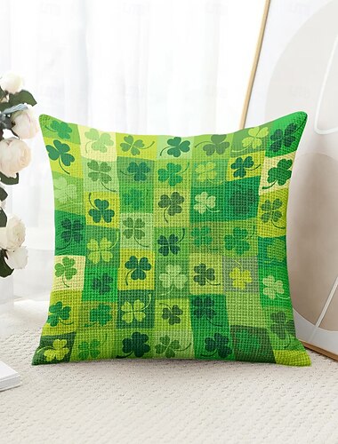  Dekorativer Kissenbezug zum St. Patrick's Day, 1 Stück, grün, irischer weicher quadratischer Sofakissenbezug für Schlafzimmer, Wohnzimmer, Sofa, Stuhl