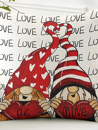  Bröllop Hjärt Gnomes Dekorativa Kastkuddar Täcke 1ST Mjuk Fyrkantig Kuddform Täcke för Sovrum Vardagsrum Soffa Karma Stol