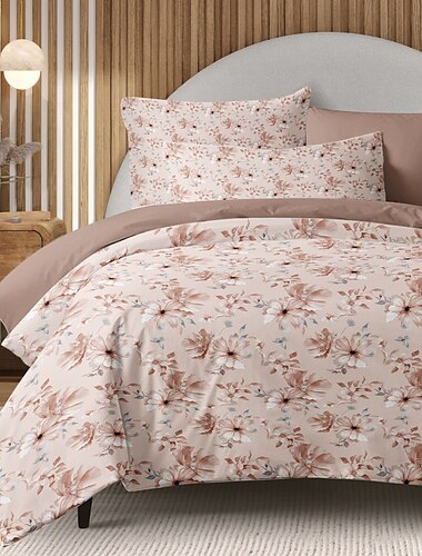  set copripiumino con stampa a ciclo di fiori set di biancheria da letto 100% cotone morbido e traspirante con elegante motivo floreale copripiumino leggero e resistente per il massimo comfort