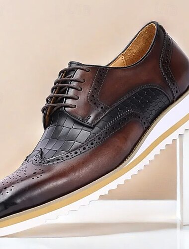  Oxford-Schuhe aus hochwertigem Rindsleder für Herren – Brogue-Flügelkappen-Design mit Krokodilmuster und leichter Sohle für geschäftliche und formelle Anlässe