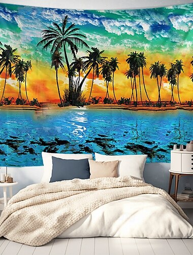  Sommar Palmträd Hängande Tapestry Väggkonst Stor Tapestry Mural Dekor Fotograf Bakgrund Filt Gardin Hem Sovrum Vardagsrum Dekoration