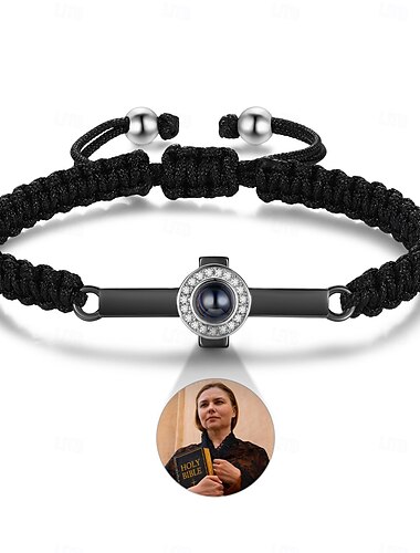  Personalisierte Kreuzarmband mit Foto-Projektionsstein – Individuelles bestes Geschenk für Mama religiöser Schmuck für Familie oder Freunde
