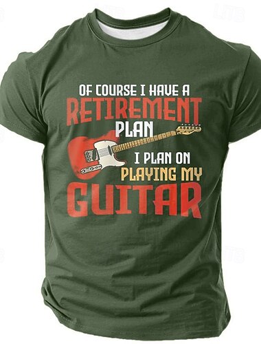  Mannen's Grappige Graphic T-Shirt Mijn Pensioenplan Is Gitaar Spelen. Korte Mouw Muzikant Hobby Tee Gift