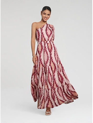  robe longue asymétrique imprimée en satin