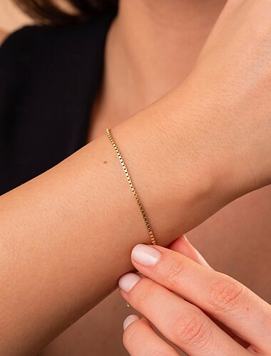  Einzelkette Gesegnet Stilvoll Titanstahl Armband Schmuck Goldenes Twist-Armband / Gold Wasserwellen Armband / Goldfarbenes Kettenarmband Für Täglich