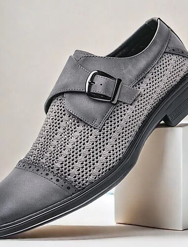  Atmungsaktive Monkstrap-Schuhe aus Mesh und Kunstleder für Herren – leichte formelle Abendschuhe für Sommerveranstaltungen und das Büro
