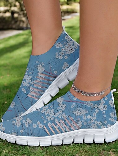  Leichte Slip-On-Wanderschuhe mit Blumenmuster für Damen – bequeme und atmungsaktive Sneaker für die Freizeit und Outdoor-Aktivitäten