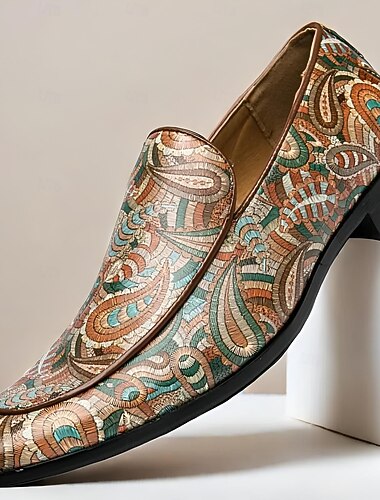  Heren imitatieleren loafers met kleurrijk paisleypatroon – stijlvolle instappers voor formele en informele gelegenheden