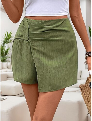  Damskie Typu Chino Skort Szorty w motyle Moda Moda miejska Krótki Wysoka talia Równina Wygodne Miękka Wygodny Średnio elastyczny Na zewnątrz Ulica Zielony Lato Regularny