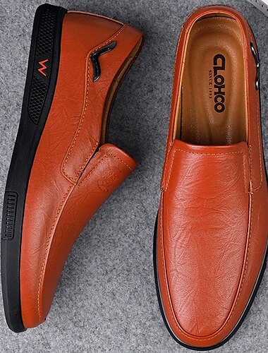 heren lichtgewicht bruine instappers met comfortabele zool - casual imitatieleren schoenen voor dagelijks gebruik en kantoorstijl