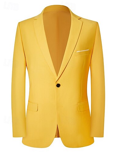  Veste de blazer pour homme Veste de sport affaires unie jaune coupe régulière