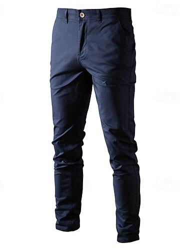  Herren Chinos Knöpfe Tasche Einfarbig Atmungsaktiv tragbar Volle Länge Outdoor Lässig Täglich Stilvoll Einfach Schwarz Gelb Mikroelastisch