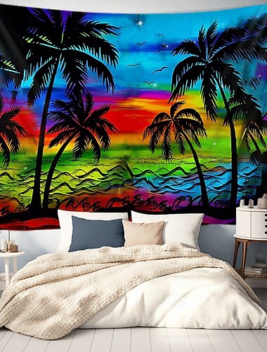  Sommer Palmen Hängende Wandteppich Wandkunst Große Wandteppich Wandmalerei Dekor Fotohintergrund Decke Vorhang Zuhause Schlafzimmer Wohnzimmer Dekoration