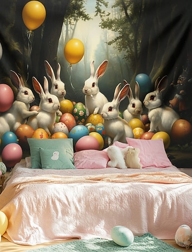  Hängender Wandteppich Eier Kaninchen Wandkunst Großer Wandteppich Wandmalerei Dekor Fotografie Hintergrund Decke Vorhang Heim Schlafzimmer Wohnzimmer Dekoration