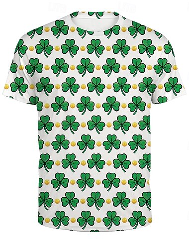  Pyhän Patrickin päivä Shamrock irlantilainen T-paita 3D Onnekas apila Kuvitettu Käyttötarkoitus Pariskuntien Miesten Naisten Aikuisten Pyhän Patrickin päivä 3D-tulostus Juhla Rento / arki