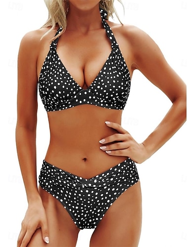  Damen Badeanzug Bikinis 2 Stück Cheeky-Bikinihose Bademode Rückenfrei Hohe Taillenlinie Schlank Urlaub Strandbekleidung Graphic camuflaje V Ausschnitt Ärmellos Badeanzüge