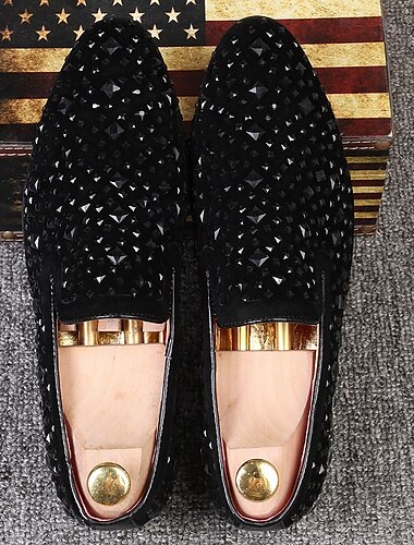  Zwarte fluwelen herenloafers met studs – stijlvolle instappers voor formele en avondgelegenheden