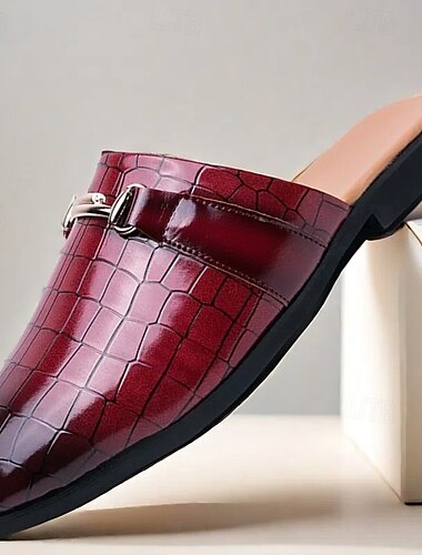  Homme Sabots & Mules Motif Crocodile Cuir PU Respirant Confortable Antidérapant Mocassin Vin Noir Bleu