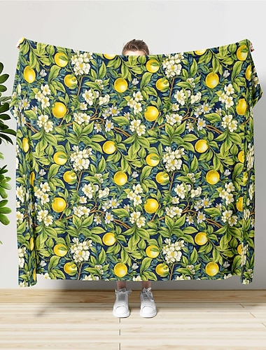 Inspirado en la manta súper suave con estampado de frutas florales de William Morris, mantas de franela novedosas, cálidas, impresas en 3D, regalos para todas las estaciones, manta grande