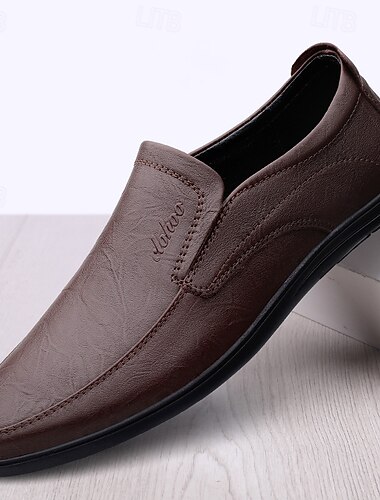  slip-on loafers i imitert skinn for menn med lett såle – behagelig og stilig for forretningsbruk, fritidsbruk og daglig bruk