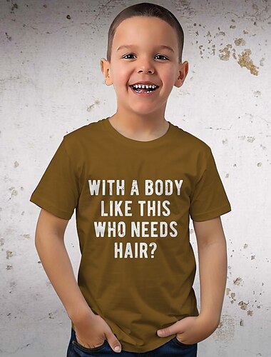  Da ragazzo 3D Pop art Alfabetico maglietta T-shirt Manica corta Estate Primavera Di tendenza Essenziale Bambino 4-12 anni Girocollo Esterno Informale Giornaliero Standard