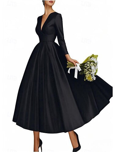  Petites robes blanches de fiançailles robes de mariage A-line col en V manches 3/4 longueur cheville en tulle robes de mariée avec plis et broche en cristal