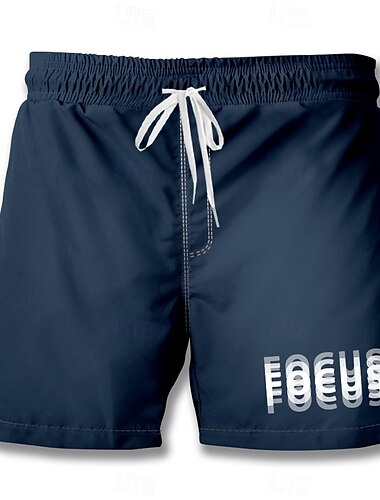  Herren Optische Täuschung Buchstabendruck Badeshorts Boardshorts Mittlere Taille Streetwear Hawaiianisch Lässig Ferien Strandurlaub Tasche Kordelzug Elastischer Bund Designer Bekleidung