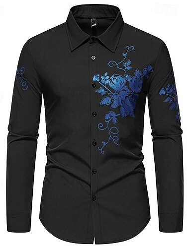  Hombre Camisa Camisa para Vestido Abotonar la camisa Rosa Boda Fiesta Negro Blanco Vino Azul Marino Manga Larga Diseño Primavera & Otoño Ropa