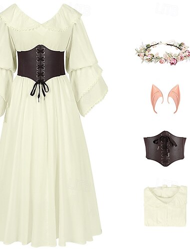  Retro / vintage Średniowieczne Renesansowa Sukienka Gorset Stroje Ren Faire Wiking Elfy Damskie Strój karnawałowy Celtyckie Fantasy Halloween Karnawał Spektakl Impreza LARP Dla dorosłych Sukienka