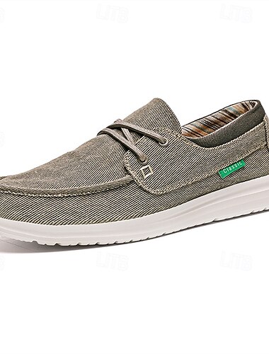  båtskor i beige canvas för män med snörningsdesign och bekväm sula – perfekt för vardagliga och utomhusaktiviteter