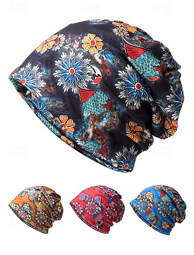  Damen-Slouchy-Beanie-Mütze mit Blumendruck – leicht, weich und atmungsaktiv für die Freizeit und Outdoor-Aktivitäten