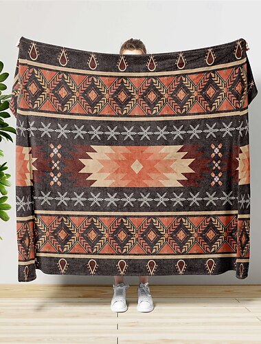  boho azték takaró puha és hangulatos dísztakaró élénk azték mintákkal, tökéletes ahhoz, hogy egy csipetnyi bohém stílust varázsoljon nappalijába vagy hálószobájába