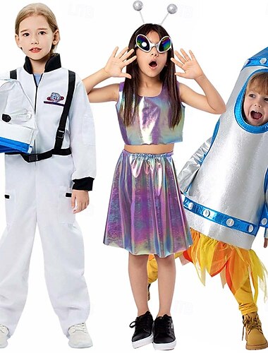  Extraterrestre Astronaute fusée Costume de carnaval Groupe Costume de Cosplay Enfant Garçon Fille Cosplay Utilisation Soirée Scène Halloween Carnaval Costume de carnaval facile