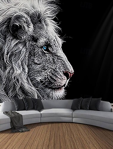  Wandteppich mit Tiermotiv, Löwe, Wanddekoration, großer Wandteppich, Fotohintergrund, Decke, Vorhang, Heim, Schlafzimmer, Wohnzimmer, Dekoration