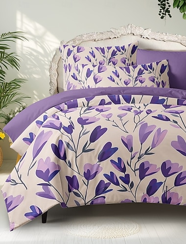  florales Bettbezug-Set aus Baumwolle mit tropischen Pflanzenmuster, weiches 3-teiliges Luxus-Bettwäsche-Set, Muttertagsgeschenk, Heimdekoration, Zwilling, Vollkönig, Queen-Size-Bettbezug
