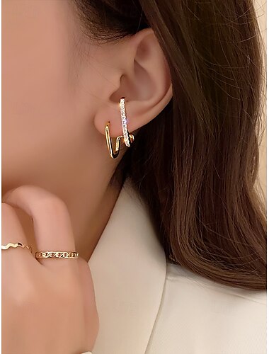  Geometrische Creolen aus Gold für Damen mit Strass-Akzenten – moderner und eleganter Schmuck für Hochzeiten, Partys und formelle Anlässe