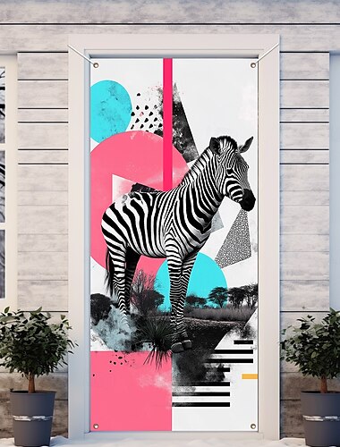  Türausschmückungen Türabdeckungen Lustige Tiere Zebra Türteppich Türvorhang Dekoration Hintergrund Innen/Außen Türbanner für Eingangstür Bauernhaus