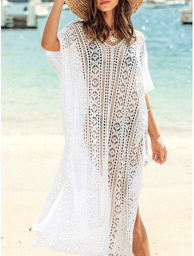  Damen Badeanzug Zudecken Schwimm-Kleid Bademode Ausgeschnitten Urlaub Strandbekleidung Feste Farbe V Ausschnitt Langarm Badeanzüge