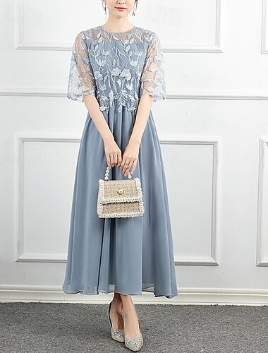  a-linie kleid mutter der braut kleid formale elegante funkeln&amp;Shine Jewel Neck Knöchellänge Chiffon Langarm mit Spitzenstickerei einfarbig 2025