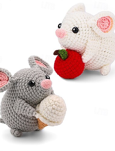  Kerst haakpakket voor beginners 2 kleuren muis breipakket voor volwassenen kinderen met stapsgewijze video tutorials en garens haak accessoires