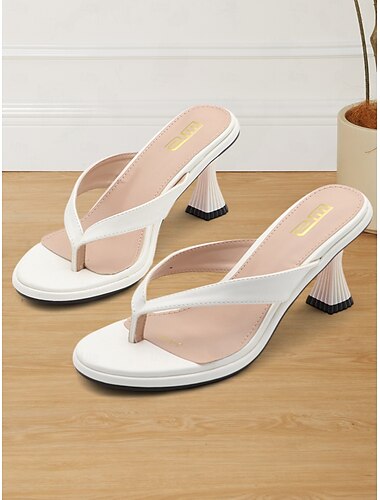  Women's Nude Thong Sandals with Trendy Sculpted Heels – Comfortable Slip-On Shoes for Casual and Chic Occasions