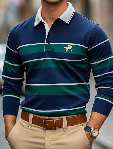 Homme Couleur Unie Polos de Rugby Polos de Golf manche longue Polos Revers Classique Mode Basique Moderne Occasionnel Sports Logo Automne Hiver Rouge Bordeaux bleu marine Violet