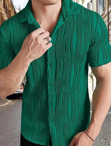  Herren Hemd Sommerhemd Lässiges Hemd Knopfhemd Schwarz Weiß Königliches Blau Grün Kurzarm Kragen Urlaub Täglich Bekleidung Modisch Brautkleider schlicht Komfortabel