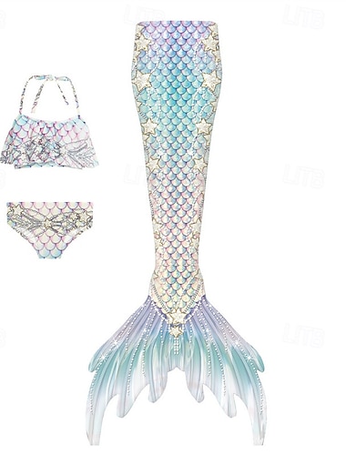  Kinderen Voor meisjes Zeemeermin zwemkleding Zwempak Feestdagen Strand Weegschalen Vakantie Tropisch Badpakken 4 jaar + Zomer Licht Roze Lichtgroen