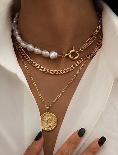  Collar Cromo Mujer Elegante Clásico Gargantillas Para Diario