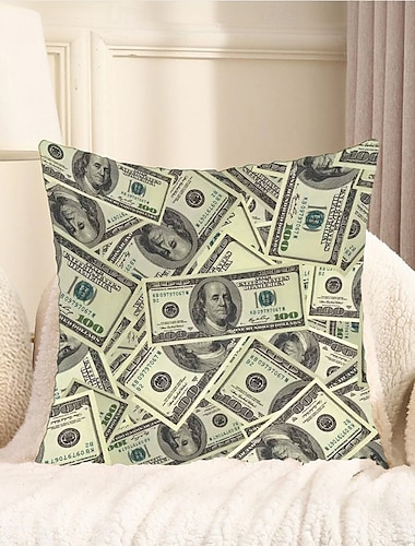  vintage dollars decoratieve kussensloop 1pc zachte vierkante bankkussenhoes kussensloop voor slaapkamer woonkamer bank stoel