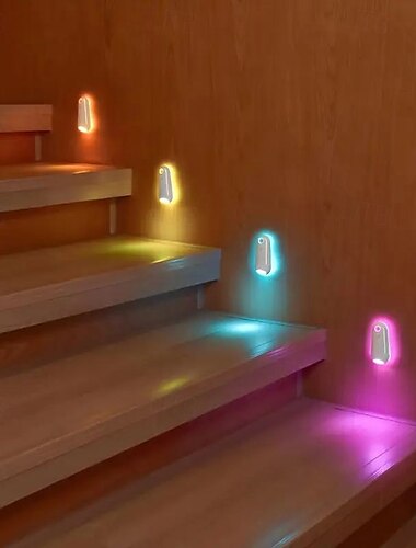  Luz nocturna con sensor de movimiento inteligente LED, 8 colores, recargable vía USB, para asiento de inodoro, para el hogar, dormitorio, pasillo, wc, iluminación decorativa, 1/2 piezas